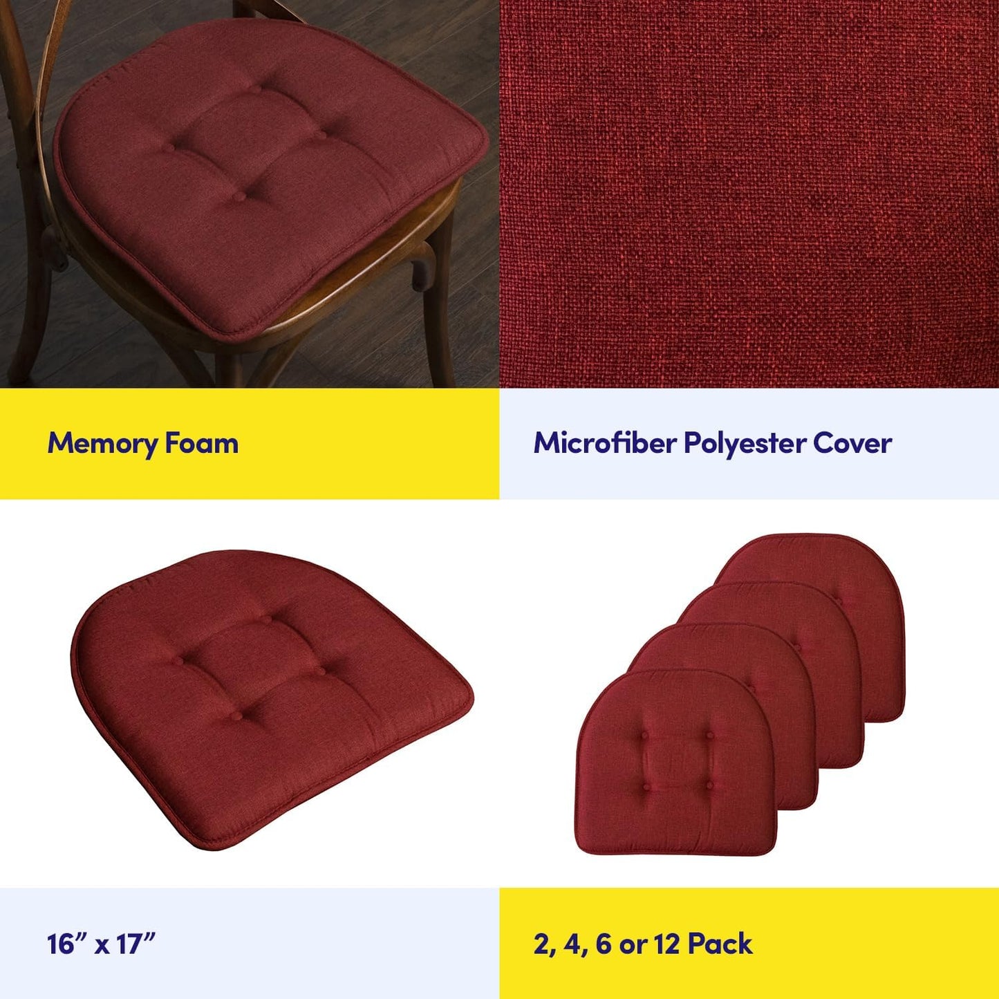 Memory Foam Chair Cushions – Soft & Comfortable Non-Slip Seat Pads for Dining Chairs
