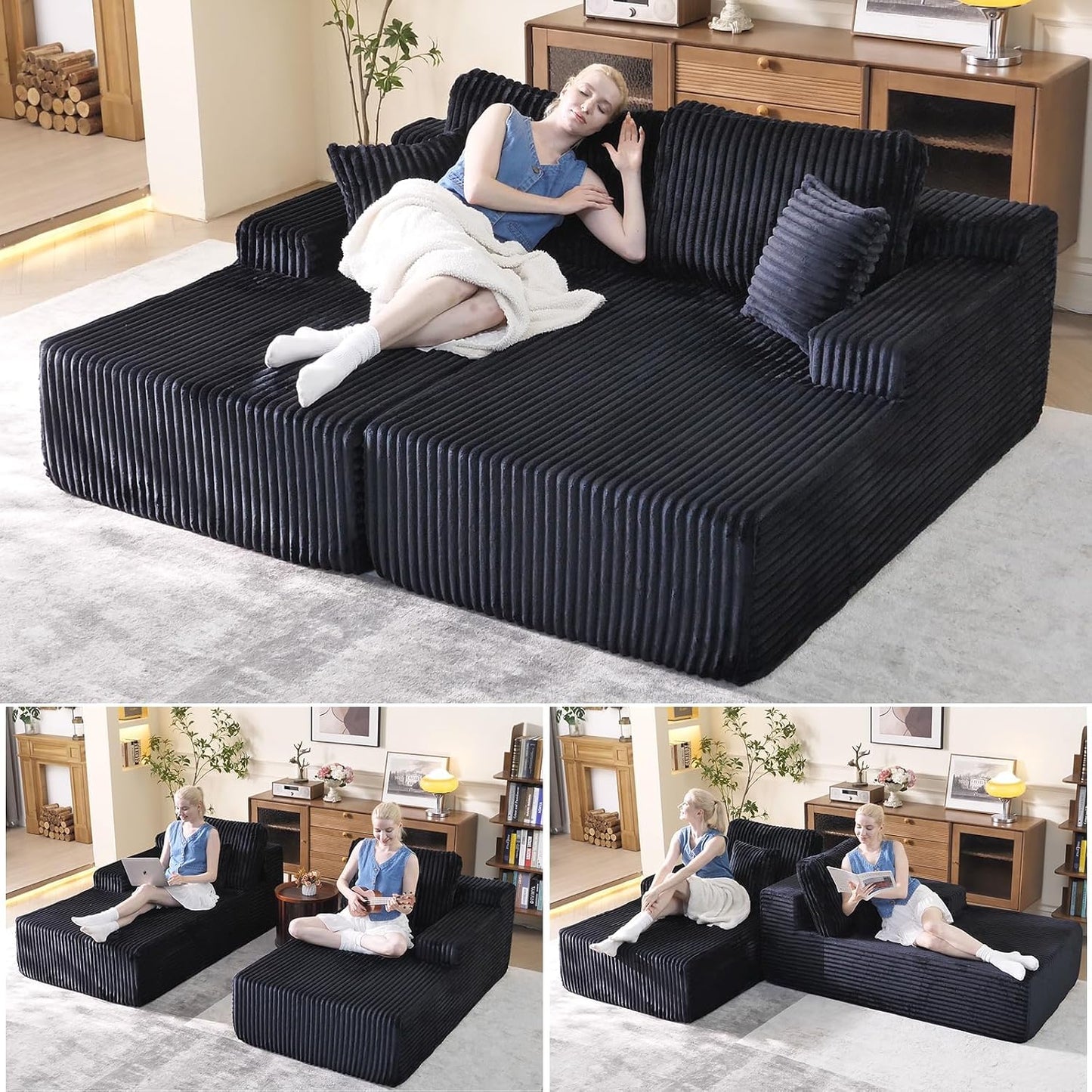 Modular Sectional Sofa – Versatile Upholstered Couch with Flexible Seating for Living Room & Bedroom