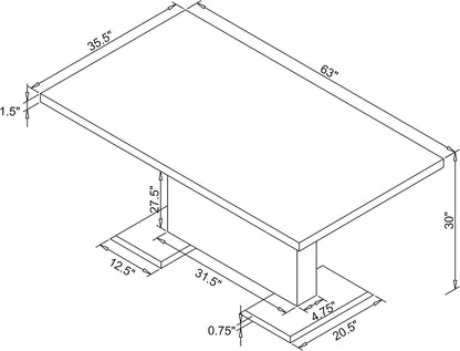 Modern White Dining Table – Sleek Rectangular Table with Chrome Pedestal Base