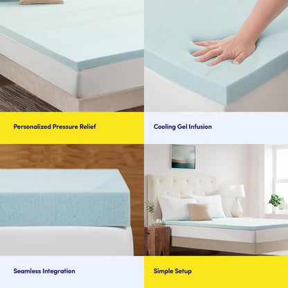 Cooling Memory Foam Mattress Topper – Plush Comfort & Pressure Relief for Better Sleep