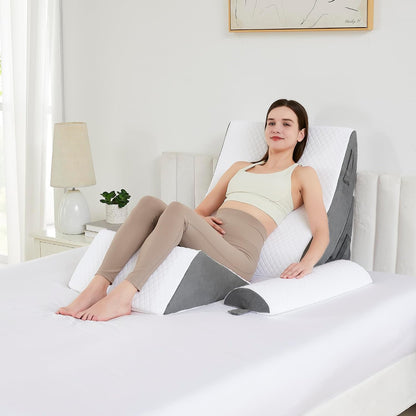 Orthopedic Wedge Pillow Set – Adjustable Memory Foam Support Pillow for Bed, Back & Legs