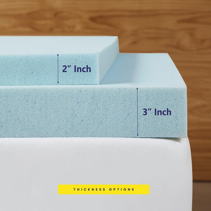 Cooling Memory Foam Mattress Topper – Plush Comfort & Pressure Relief for Better Sleep