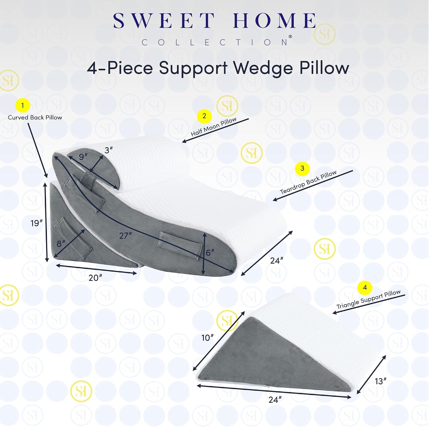 Orthopedic Wedge Pillow Set – Adjustable Memory Foam Support Pillow for Bed, Back & Legs