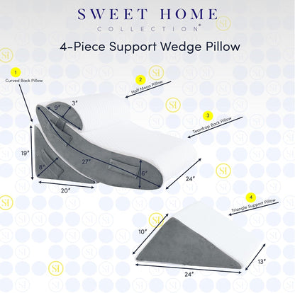 Orthopedic Wedge Pillow Set – Adjustable Memory Foam Support Pillow for Bed, Back & Legs