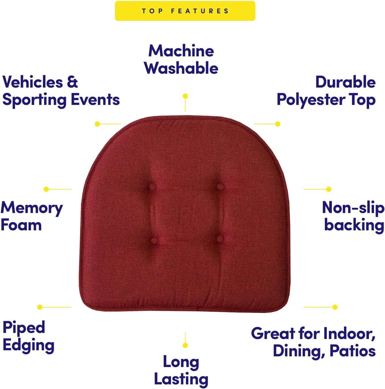 Memory Foam Chair Cushions – Soft & Comfortable Non-Slip Seat Pads for Dining Chairs