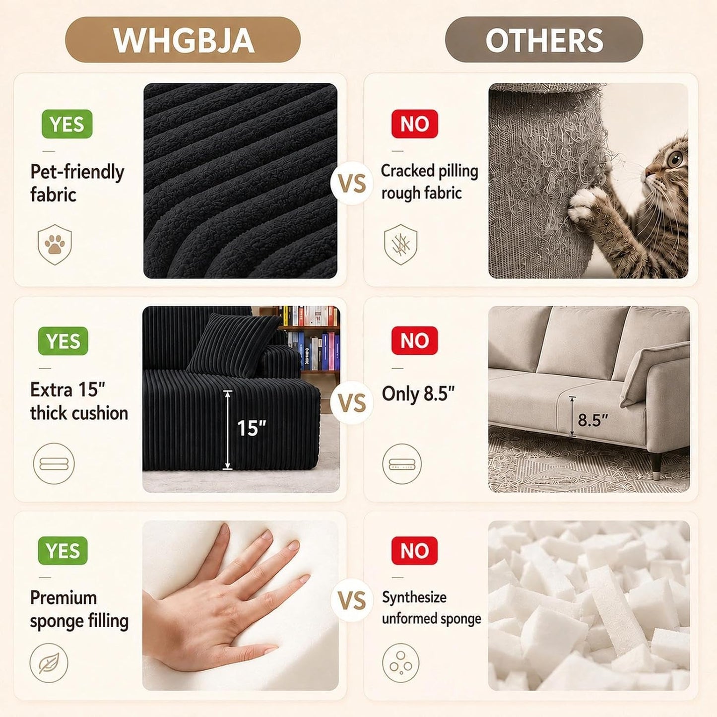 Modular Sectional Sofa – Versatile Upholstered Couch with Flexible Seating for Living Room & Bedroom