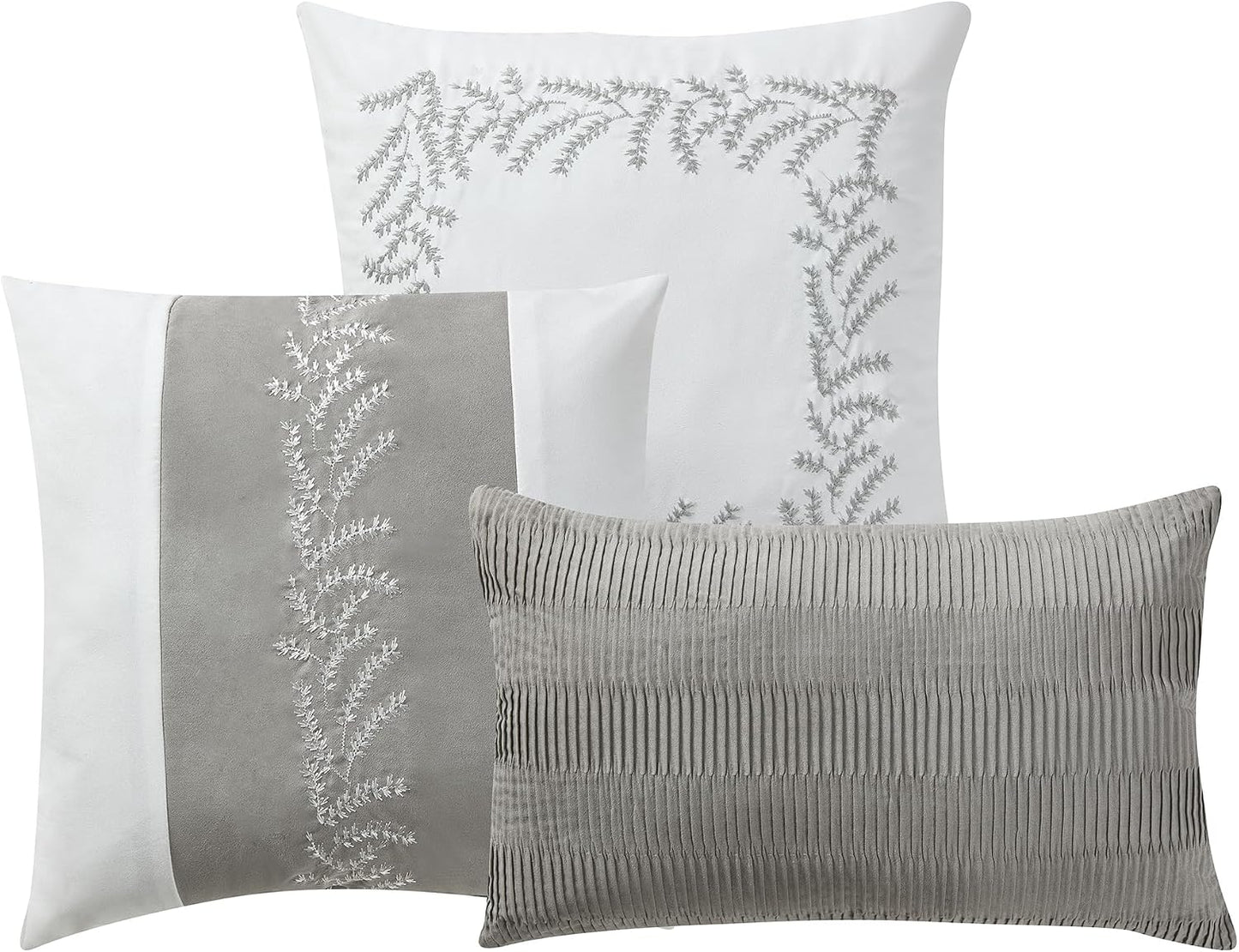 7-Piece Faux Suede Comforter Set – Soft Embroidered Bedding Set for a Cozy Bedroom