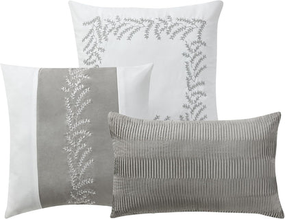 7-Piece Faux Suede Comforter Set – Soft Embroidered Bedding Set for a Cozy Bedroom
