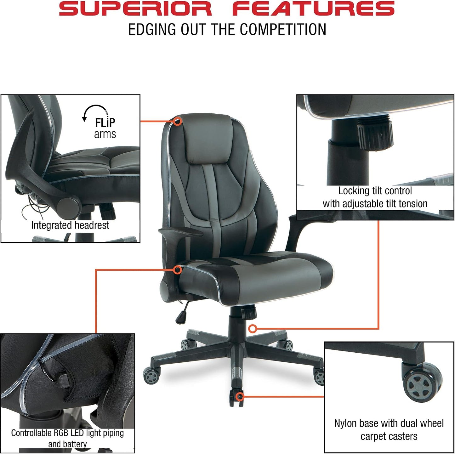 Mid-Back Leather Office Chair – Adjustable Swivel Desk Chair for Home & Office
