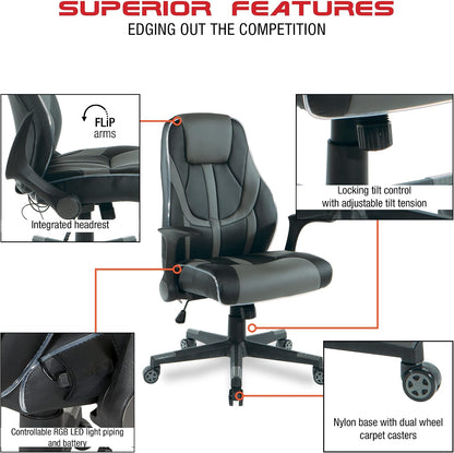 Mid-Back Leather Office Chair – Adjustable Swivel Desk Chair for Home & Office
