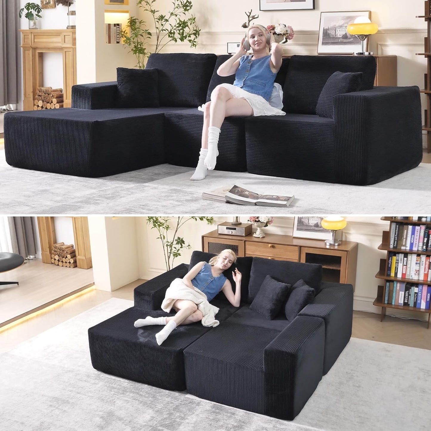 108" Modular Sectional Sofa – Spacious L-Shaped Cloud Couch for Cozy Living Room Lounging