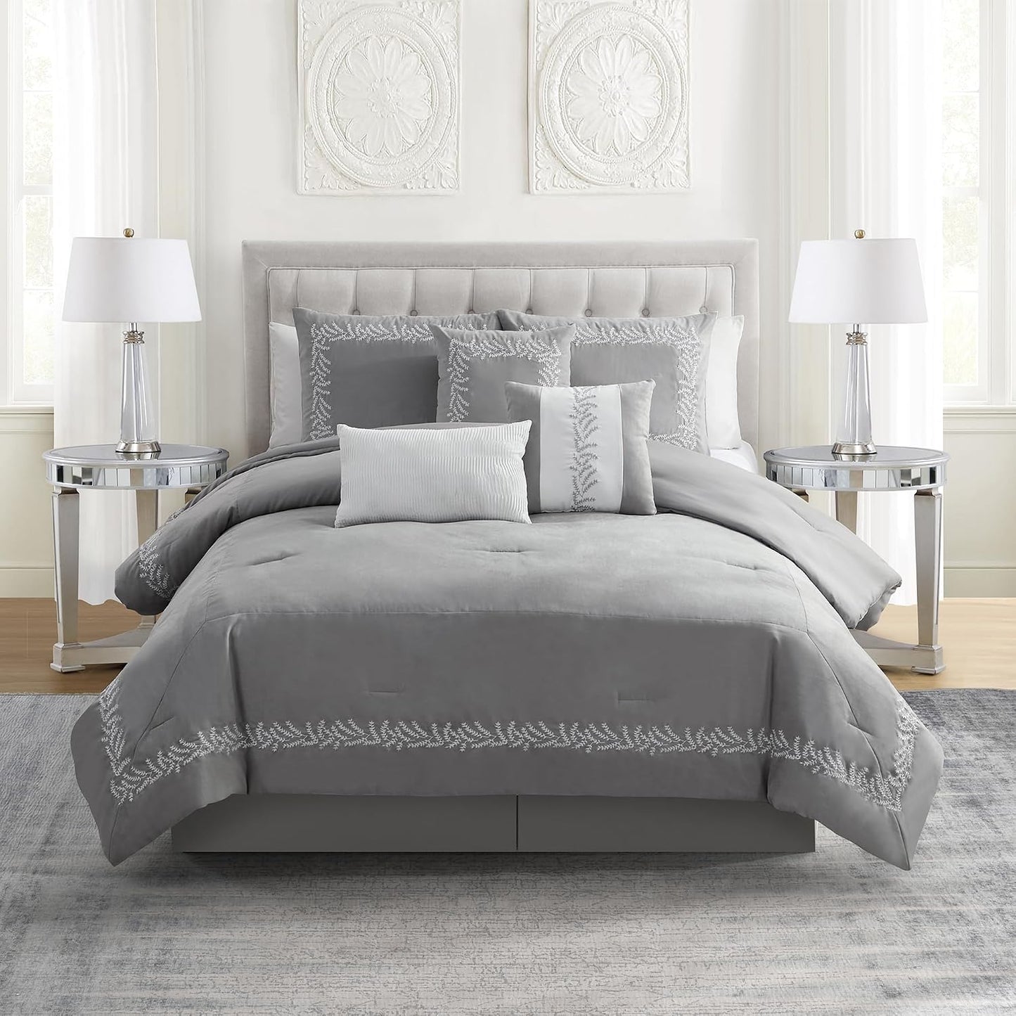 Embroidered Faux Suede Comforter Set – Soft & Cozy Luxury Bedding for a Stylish Bedroom