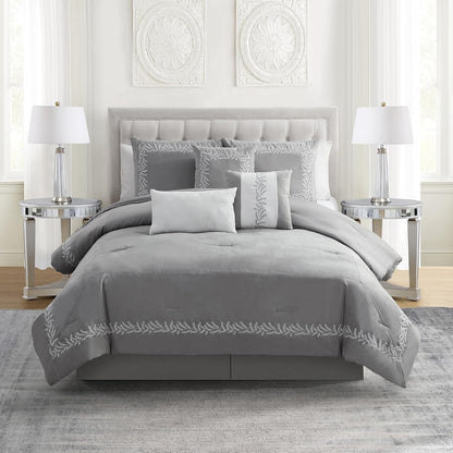 Embroidered Faux Suede Comforter Set – Soft & Cozy Luxury Bedding for a Stylish Bedroom