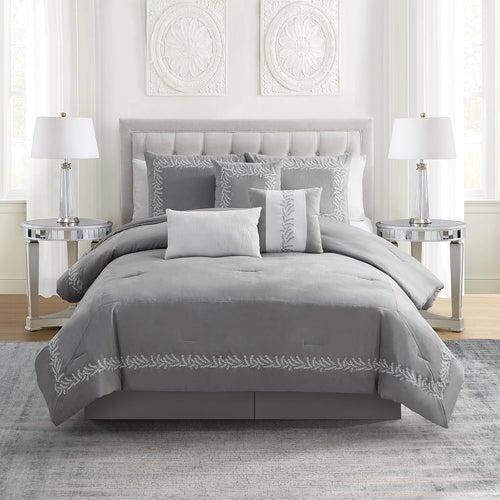 Embroidered Faux Suede Comforter Set – Soft & Cozy Luxury Bedding for a Stylish Bedroom