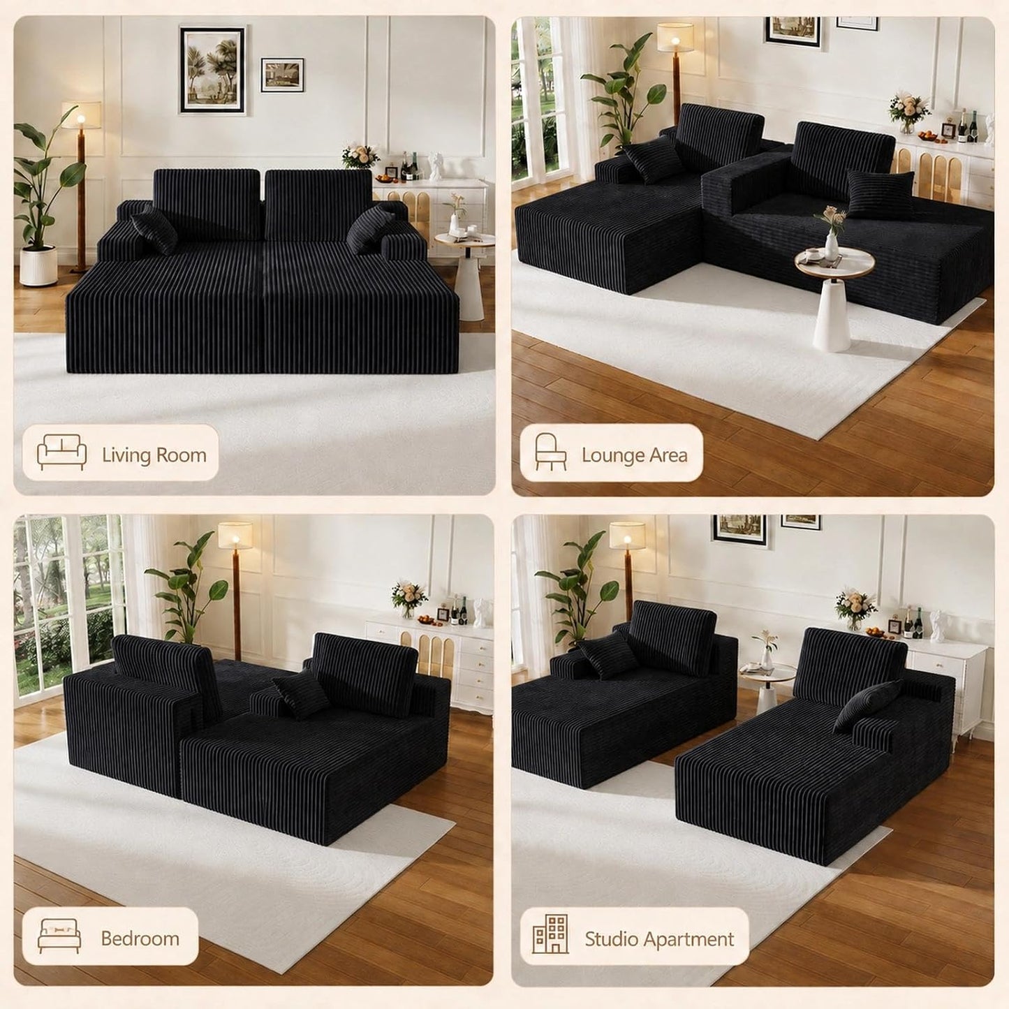 Modular Sectional Sofa – Versatile Upholstered Couch with Flexible Seating for Living Room & Bedroom